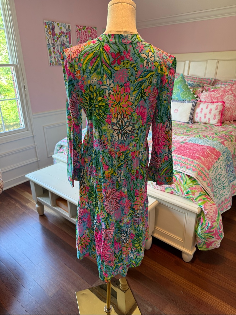 NWT Lilly Pulitzer Multicolor Floral Long-Sleeve Tunic Dress - Picture 4 of 5